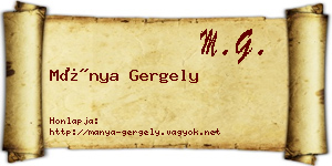 Mánya Gergely névjegykártya
